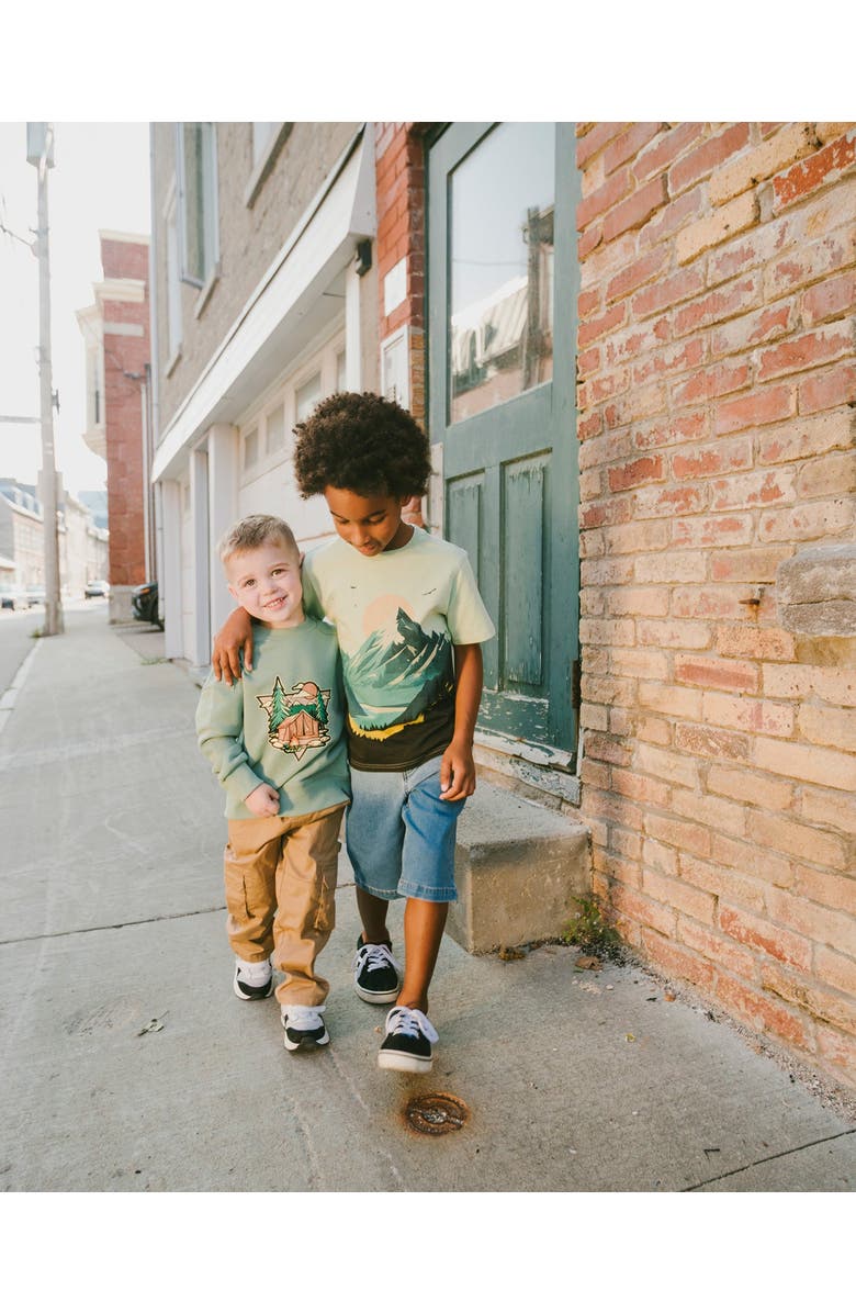 Deux par Deux Organic Cotton Jersey Mountain T-Shirt, Alternate, color, Sage