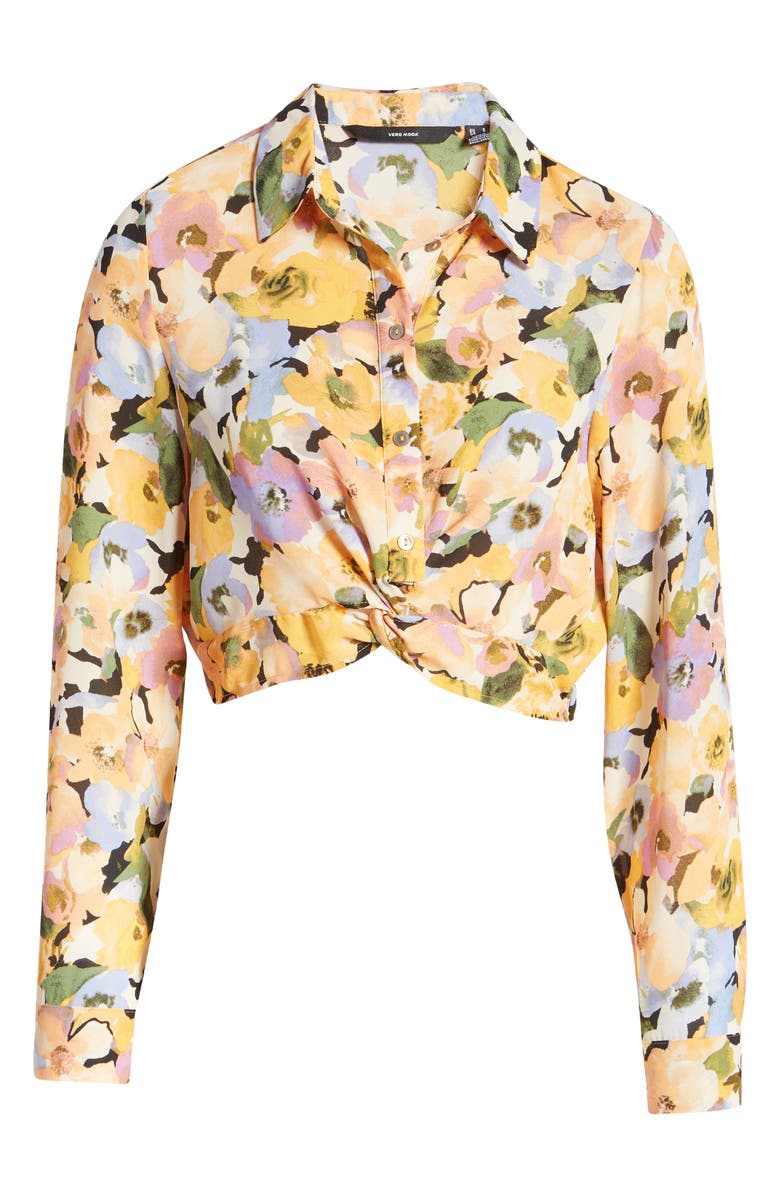 VERO MODA Macy Floral Print Crop Button-Up Shirt, Alternate, color,