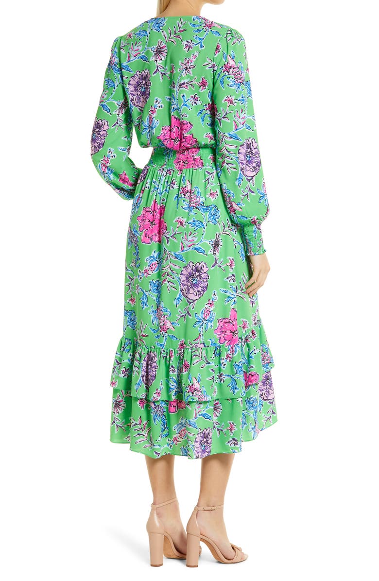 Lilly Pulitzer<sup>®</sup> Cristiana Floral Long Sleeve Stretch Midi Dress, Alternate, color, Gecko Green Brewsters Blooms
