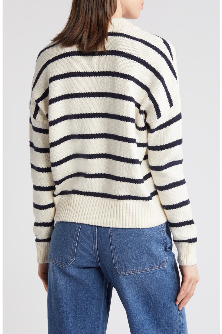Dedham Stripe Polo Sweater, Alternate, color, ANTIQUE CREAM