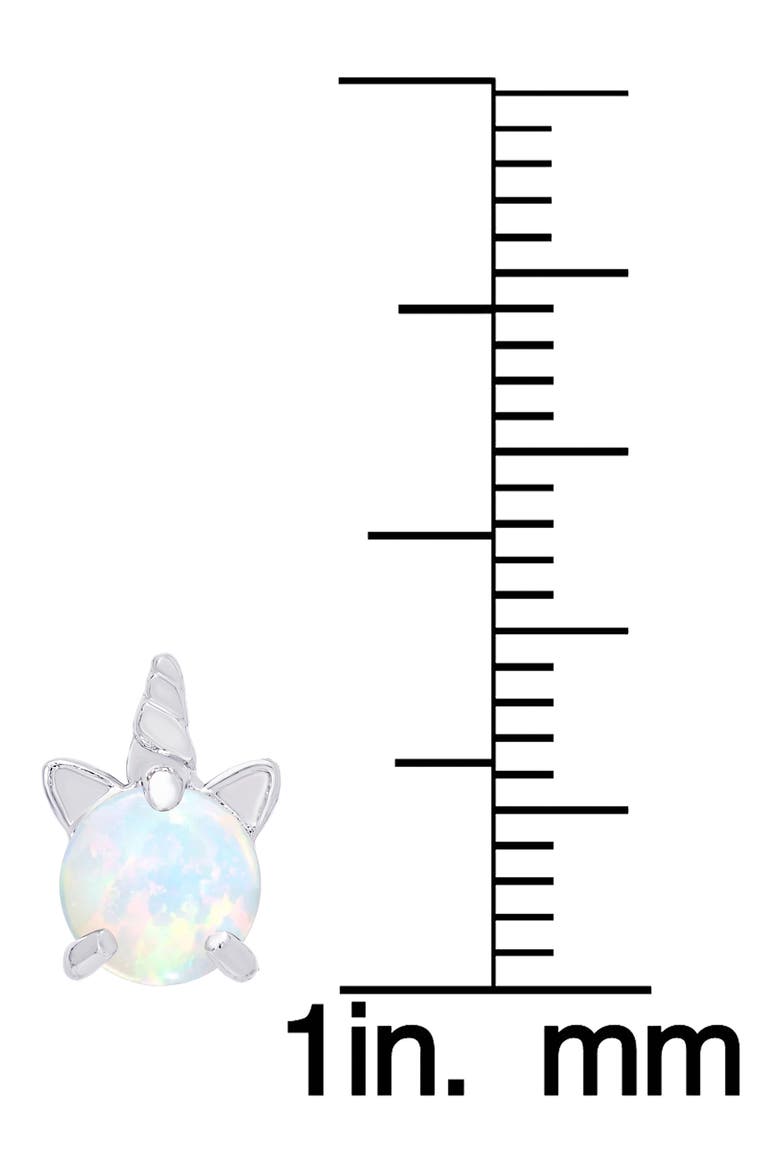 Kids' Lab Created Opal Unicorn Stud Earrings, Alternate, color, WHITE