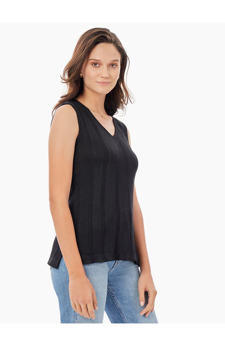 Misook Cable Stripe V-Neck Knit Tank, Alternate, color, Black