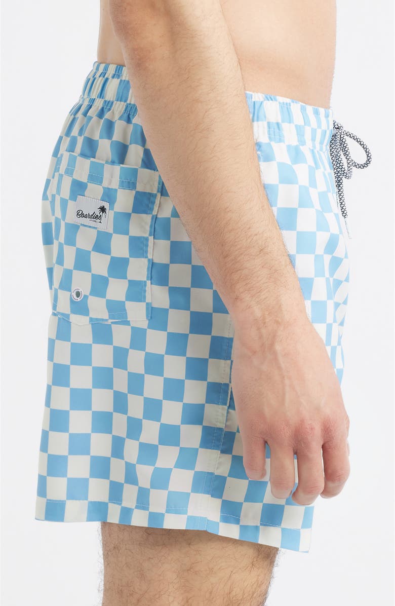 Boardies Checkerboard Print Swim Trunks, Alternate, color, Blue/ Cream