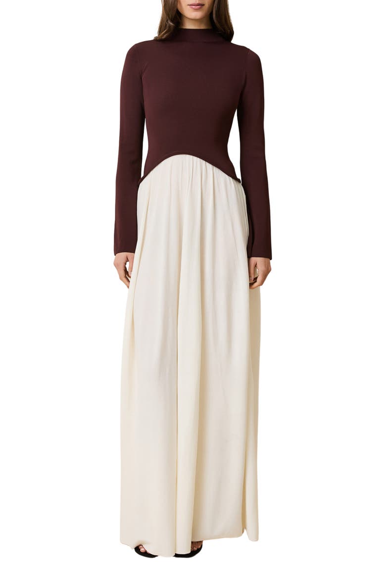 The Soglio Long Sleeve Maxi Swetter Dress, Main, color, RAISIN BROWN