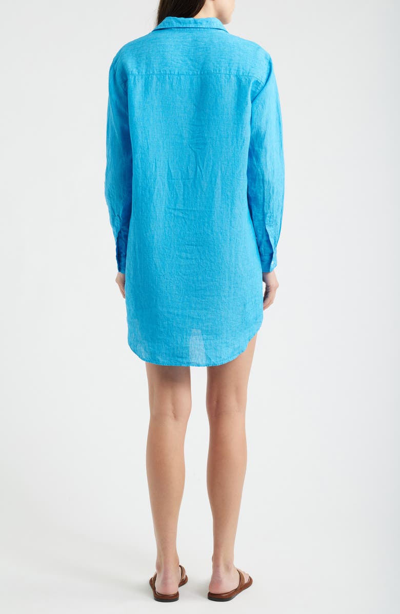 Frank & Eileen Mary Classic Long Sleeve Linen Shirtdress, Alternate, color, Turquoise Linen