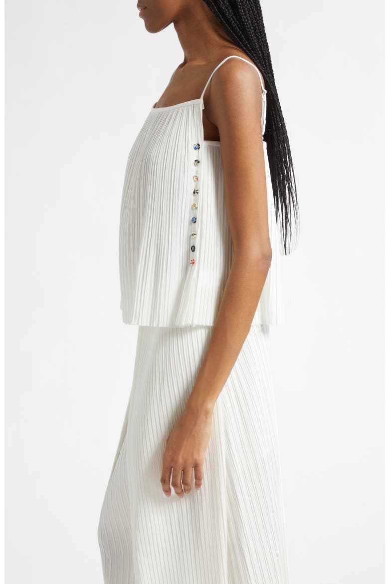 Pleated Side Button Camisole, Alternate, color, IVORY