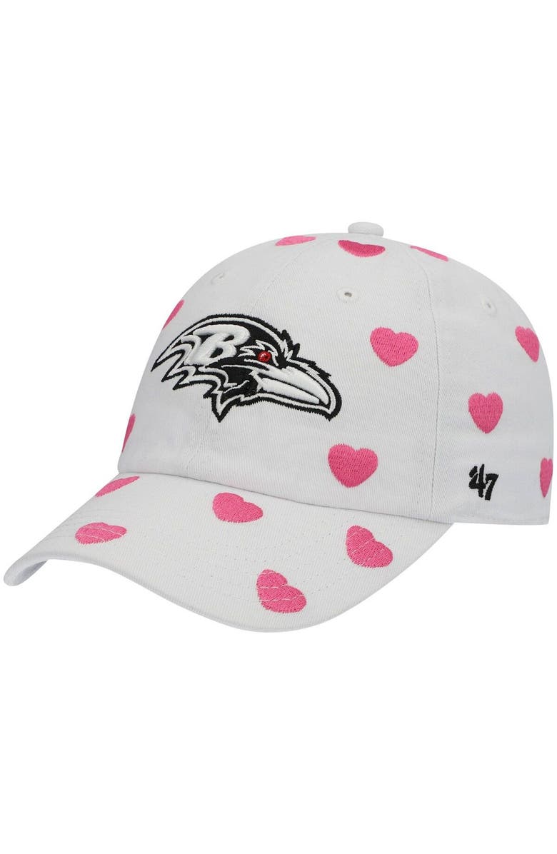 '47 Toddler Girls '47 White Baltimore Ravens Surprise Clean Up Adjustable Hat, Main, color, 