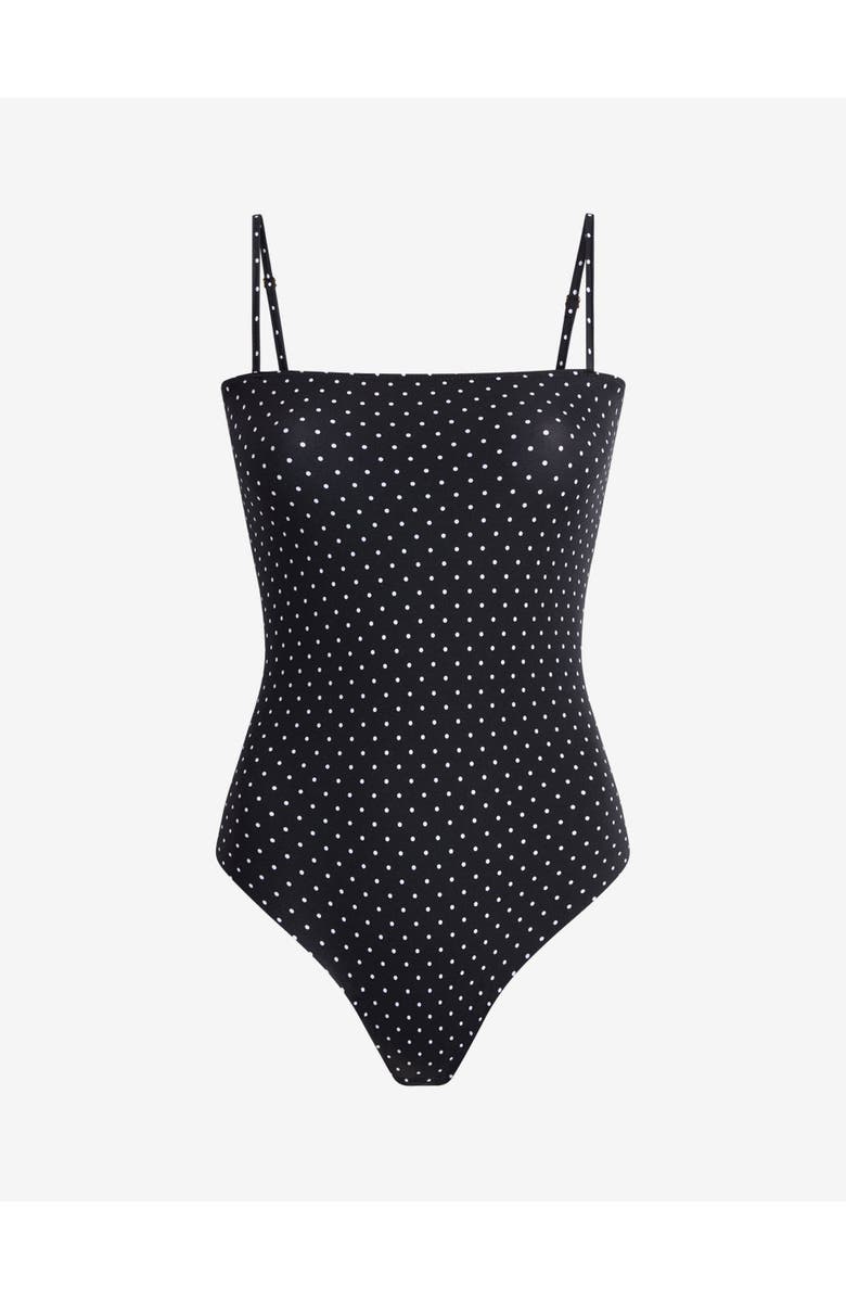 Commando Classic Print Straight Cami Bodysuit, Alternate, color, Black/White Polka Dot