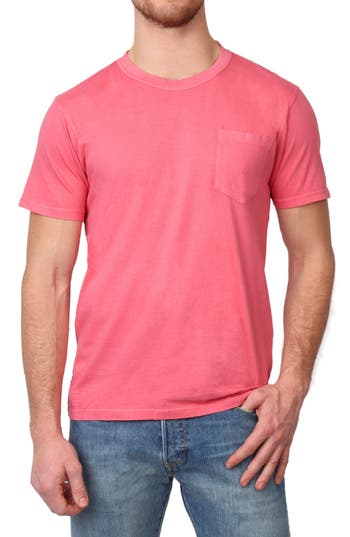 Tailorbyrd Pigment Dyed Pocket T-shirt In Sunwashed Pink