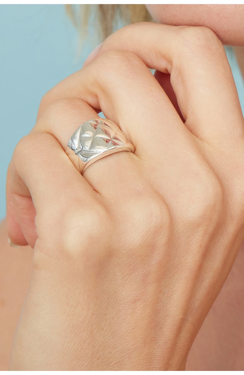 Oradina Sterling Silver Bold Quilted Ring, Alternate, color, Silver