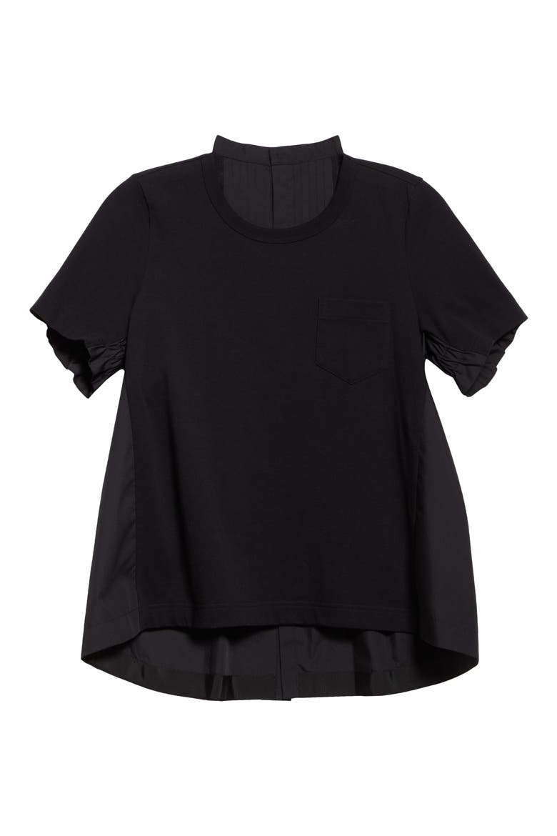 Mixed Media Poplin & Jersey Top, Alternate, color, BLACK/ BLACK 002