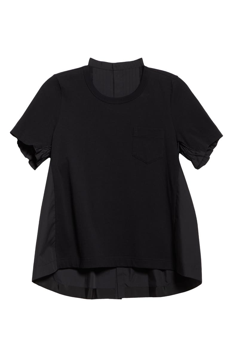 Sacai Mixed Media Poplin & Jersey Top, Alternate, color, 