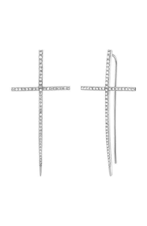 Sheryl Lowe Diamond Cross Spike Earring In Sterling Silver