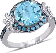 Julianna B. London, Sky Blue Topaz & Diamond Halo Ring
