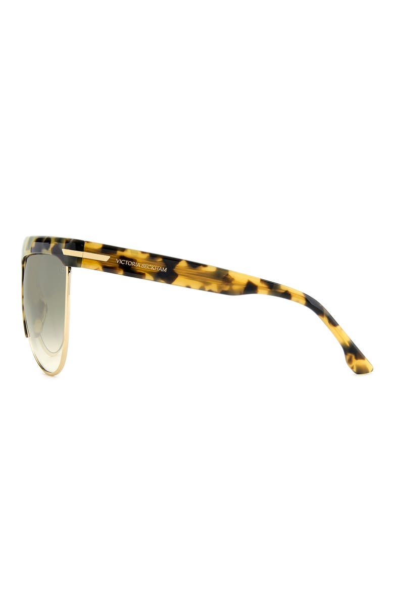 65mm Oversize Gradient Pilot Sunglasses, Alternate, color, YELLOW HAVANA/ GREEN SHADED
