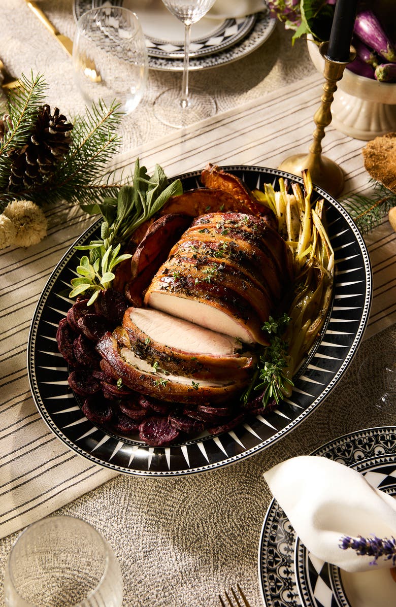 Caskata Marrakech Rimmed Oval Platter - Porcelain, Alternate, color, Black