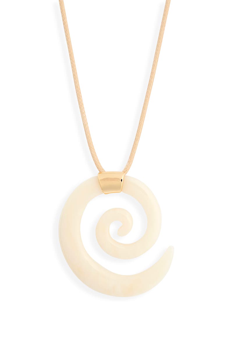 Aura Spiral Bone Cord Necklace, Main, color, BONE