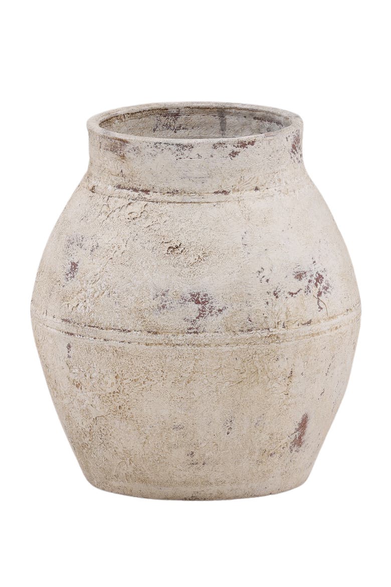 Elara Distressed Ceramic Decorative Vase, Main, color, Antique Brown