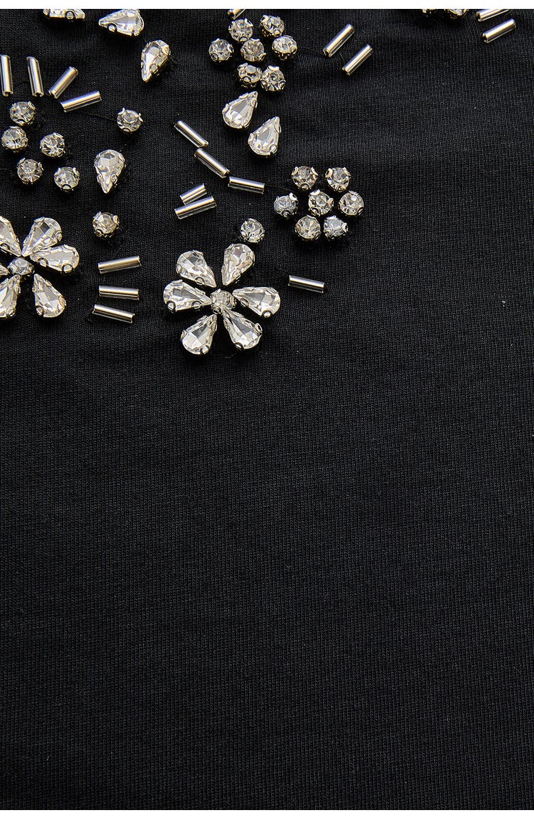 Exquise Mallory Understated Embellished Tee, Alternate, color, Black