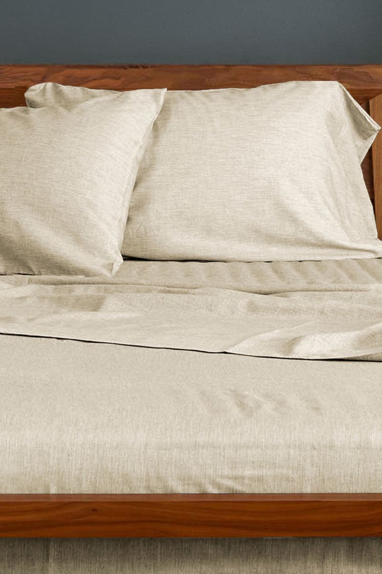 Melange Viscose Cotton Sheet Set - Breathable & Cozy Comfort, Alternate, color, Sand
