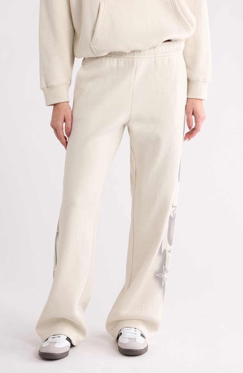 PacSun Cyber Baggy Star Print Detail Sweat Pants, Main, color, Ivory/ Silver