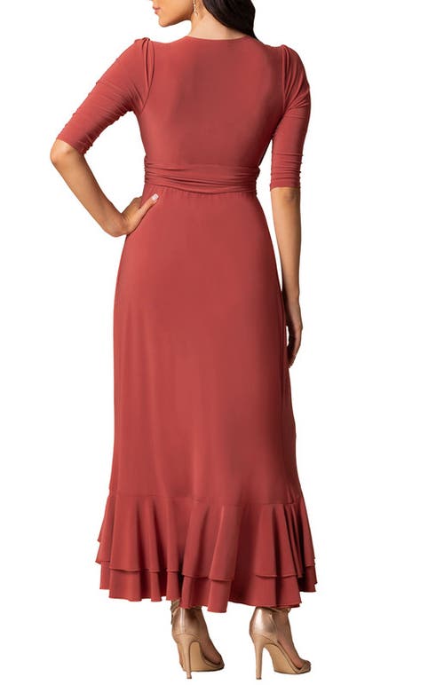 Kiyonna Veronica Ruffle Evening Gown In Rosy Sunset
