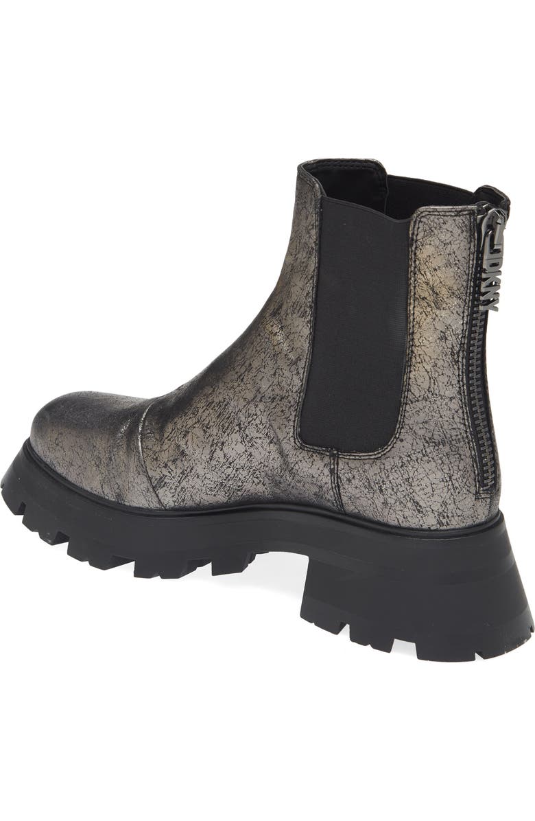 DKNY Sasha Lug Chelsea Boot, Alternate, color, Dark Gunmetal Cracked Leather