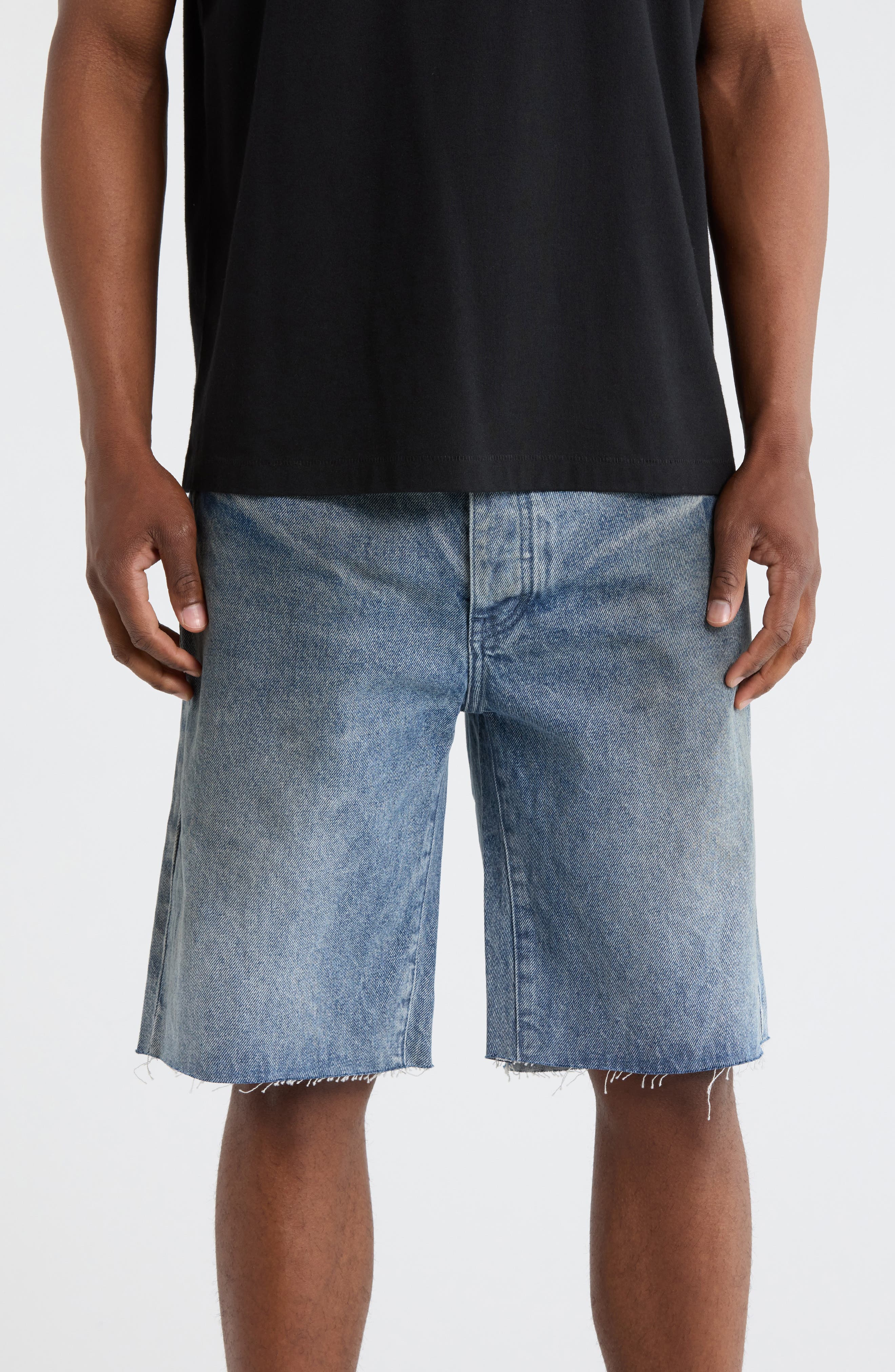 PURPLE BRAND Ferrous Steel Denim Shorts