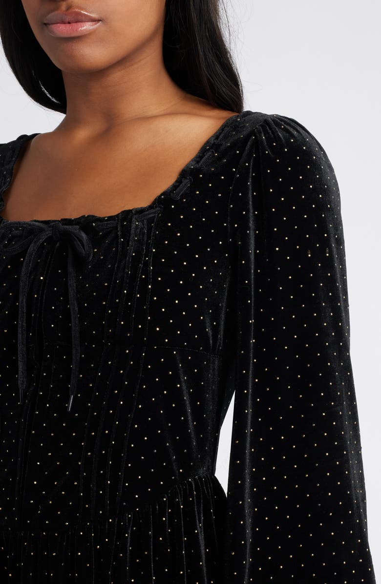 MOON RIVER Metallic Long Sleeve Velvet Maxi Dress, Alternate, color,