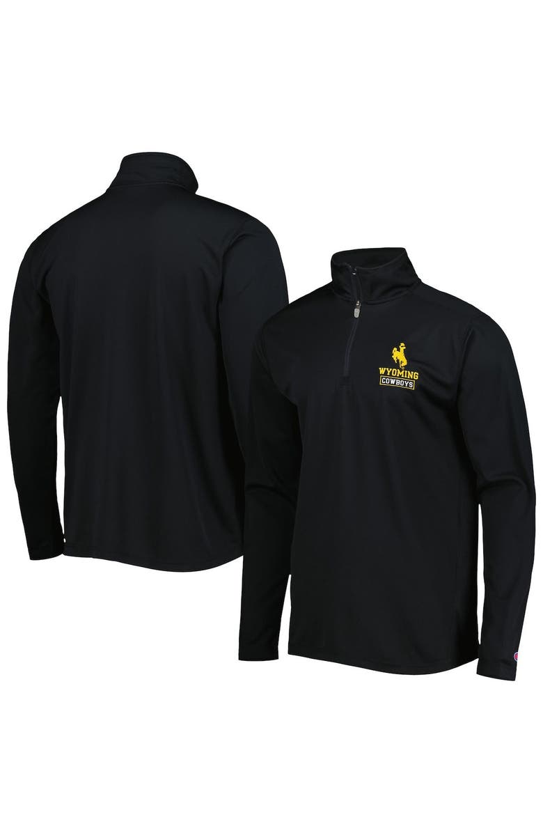 Champion Men's Champion Black Wyoming Cowboys Textured Quarter-Zip Jacket, Main, color, 