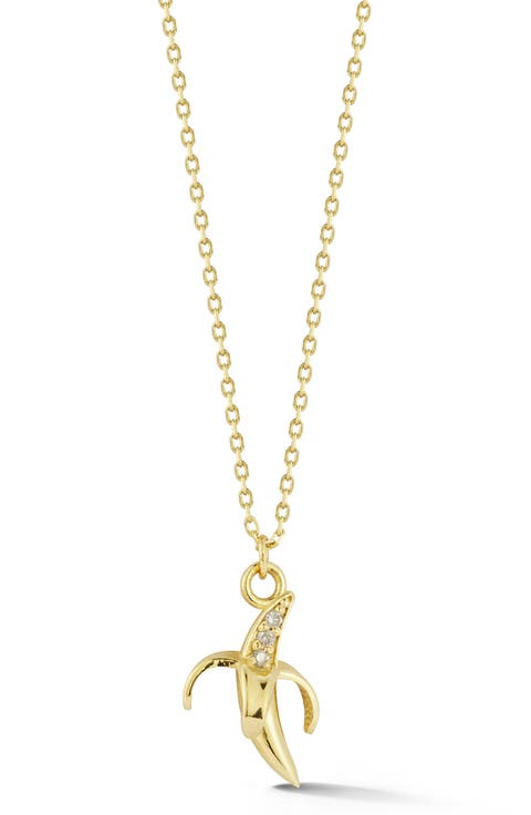 14K Gold Diamond Banana Pendant Necklace - 0.02ct.