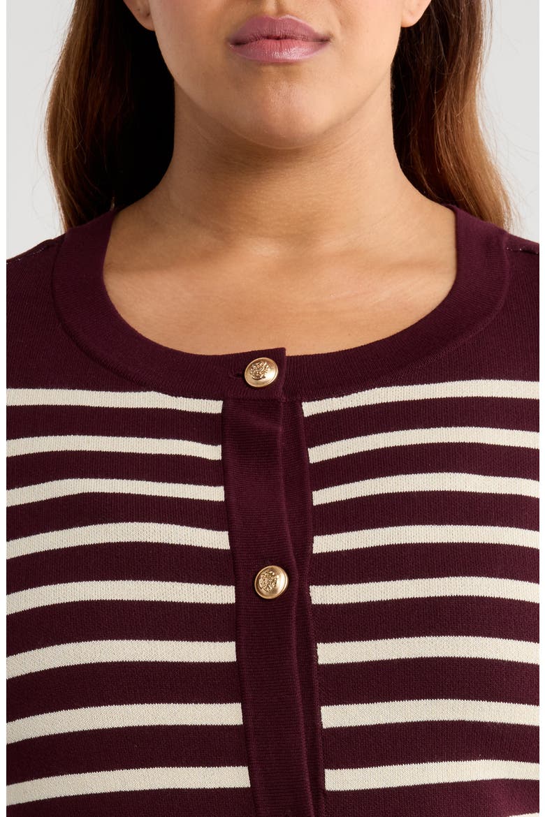 Stripe Cardigan, Alternate, color, PLUM VANILLA