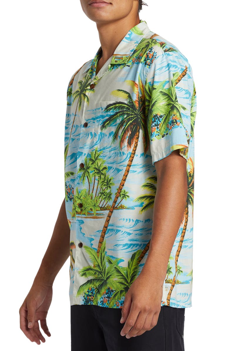 Quiksilver DNA Island Print Camp Shirt, Alternate, color,