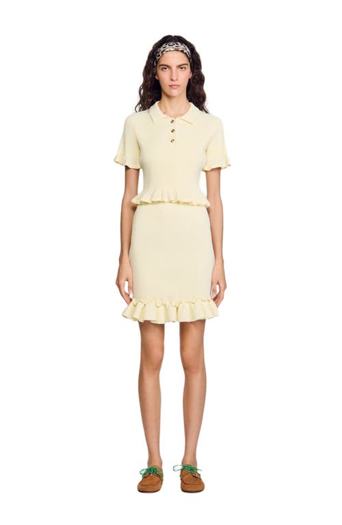 Sandro Flounced Sweater In Light Yellow