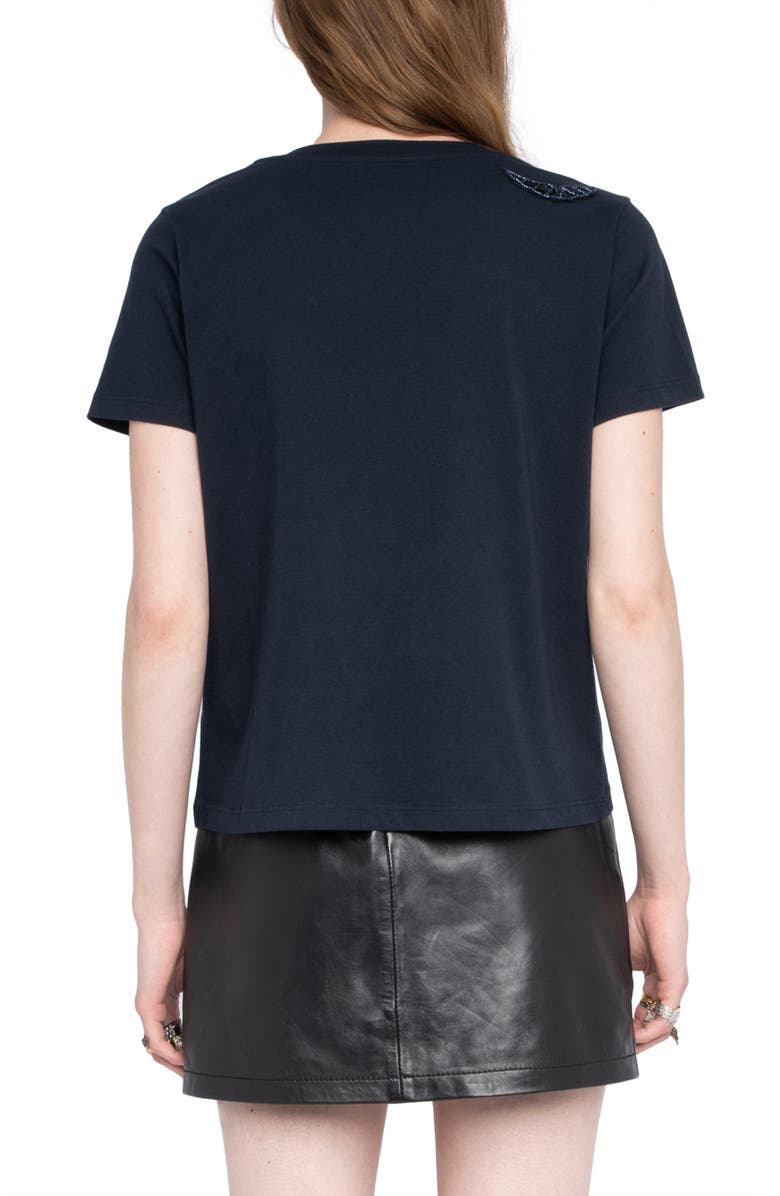 Zadig & Voltaire Beaded Wings Cotton T-Shirt, Alternate, color,