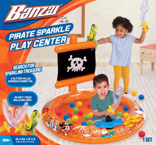 Banzai Pirate Sparkle Play Center Inflatable Ball Pit Includes 20 Balls