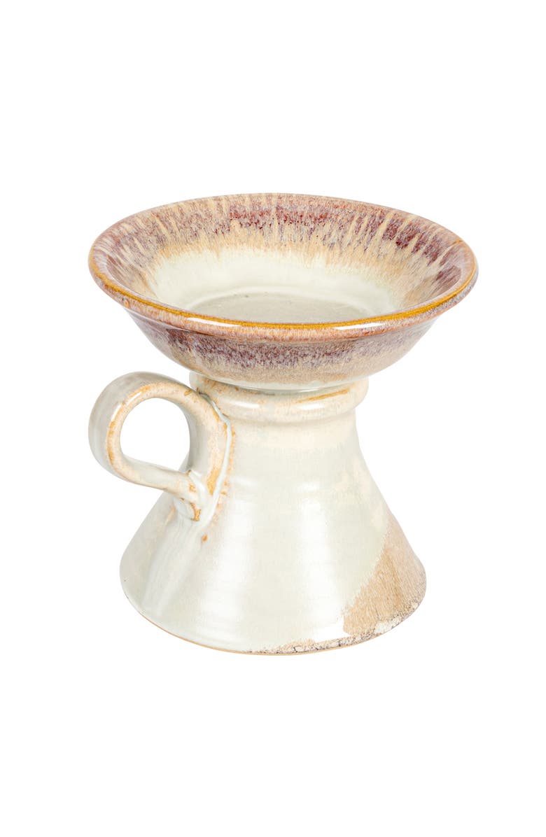 Storied Home 5.25 Inches Stoneware Candle Pillar Holder with Handle and Reactive Glaze for 5 Inches Pillar, Main, color,