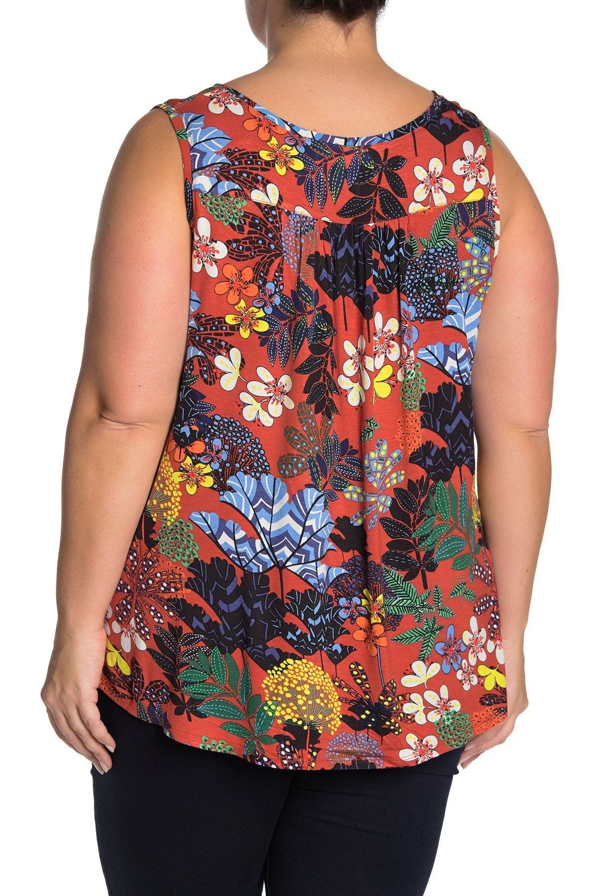 Workshop Jungle Floral Mixed Media Swing Tank Top (Women) | Nordstromrack