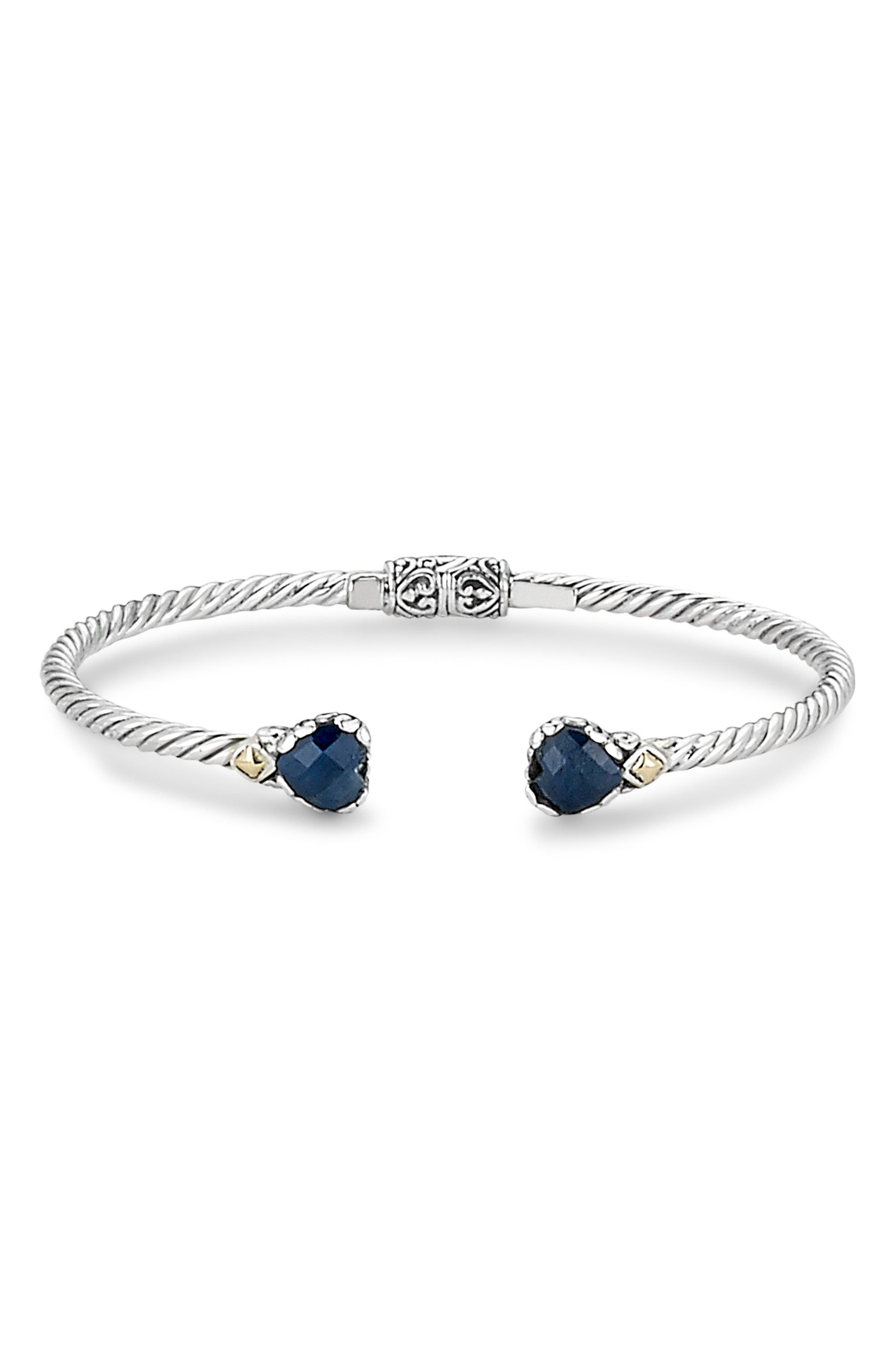 Sterling Silver & 18k Gold Blue Sapphire Bangle
