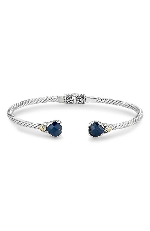 Sterling Silver & 18k Gold Blue Sapphire Bangle
