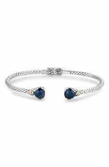 Sterling Silver & 18k Gold Blue Sapphire Bangle