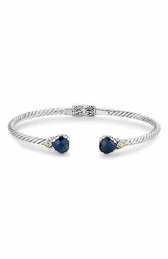 Sterling Silver & 18k Gold Blue Sapphire Bangle