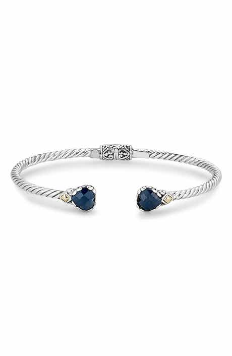 Sterling Silver & 18k Gold Blue Sapphire Bangle