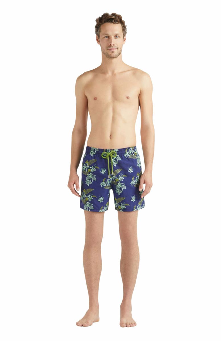 Vilebrequin Men's Embroidered Flower Power Swim Trunks, Main, color,