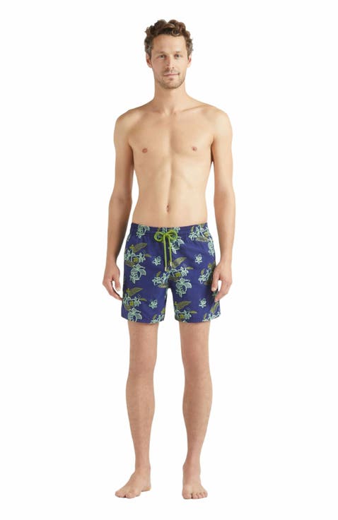 Men's Embroidered Flower Power Swim Trunks
