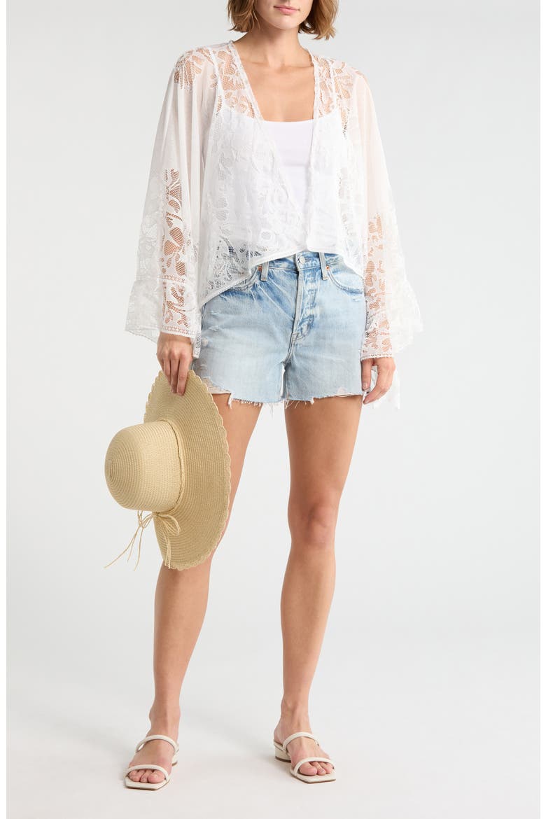 Cropped Lace Topper & Hat Set, Main, color, WHITE