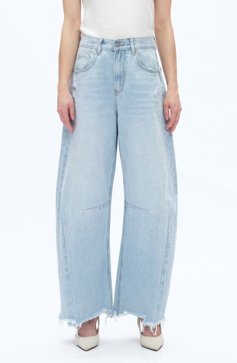 Frayed Super High Waist Barrel Jeans