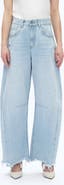 Bayeas Frayed Super High Waist Barrel Jeans