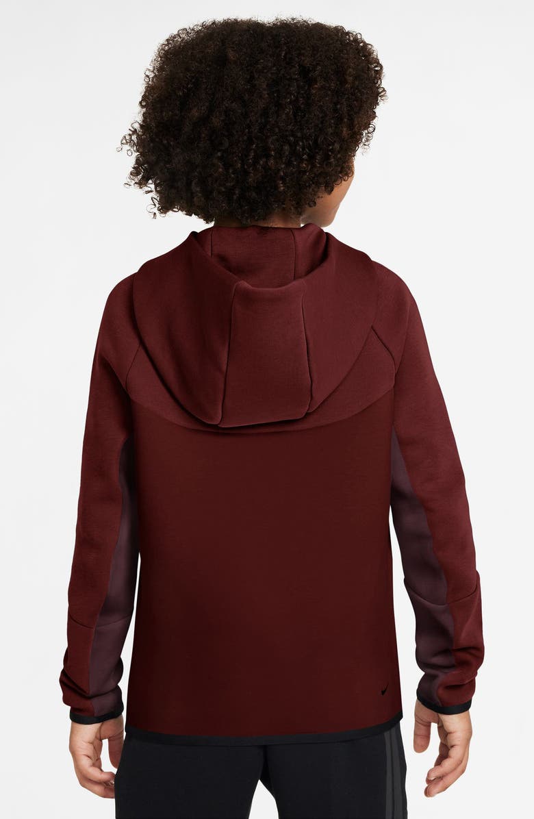 Nike Kids' Sportswear Tech Fleece Full Zip Jacket, Alternate, color, Burgundy Crush/ Red/ Black