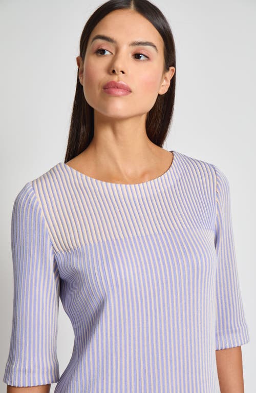 Misook Stripe Knit Tunic Top In Viola/biscotti